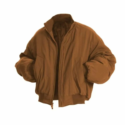 Short Cropped Bomber Jacket for Men - Vintage Maillard Style Stand Collar Oversized American Streetwear Coat