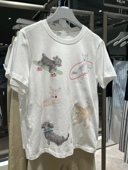 300gsm cotton puppy print t-shirt