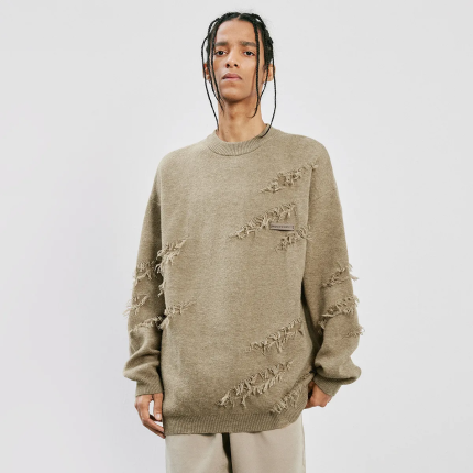 American high-street distressed knit sweater